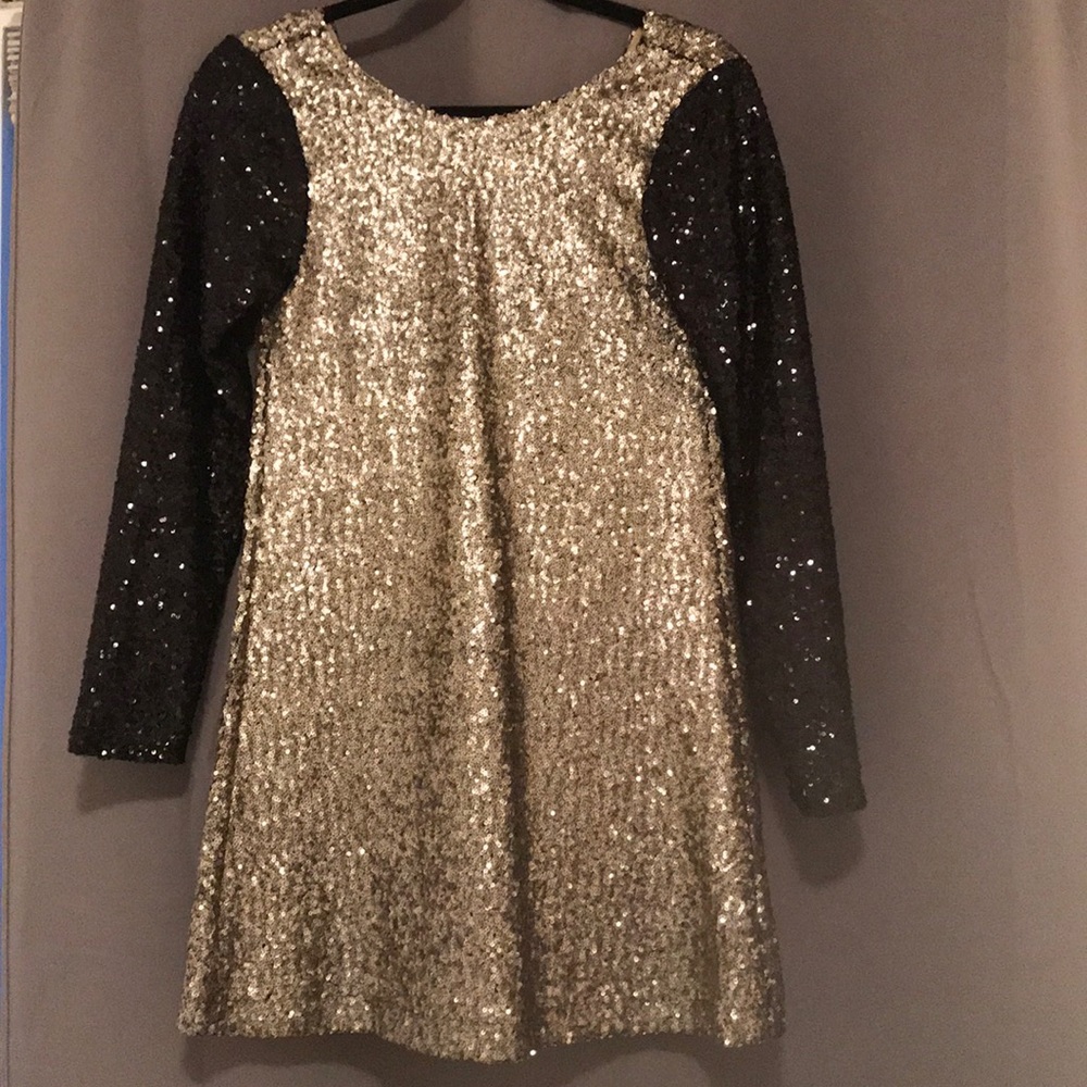 Lovers+Friends black and gold sequin dress